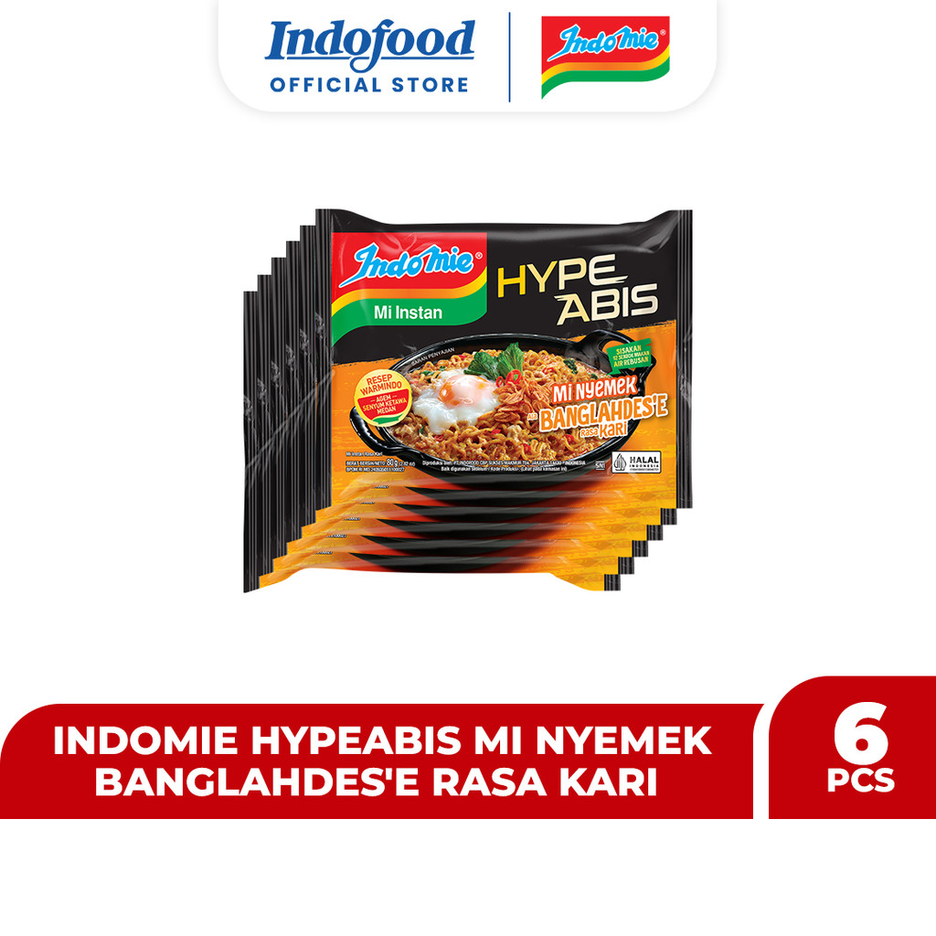 

6 PCS - Indomie Hypeabis Mi Nyemek Banglahdes'e Rasa Kari 80 Gr
