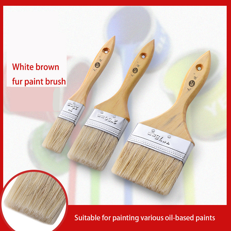 

Pig White Mane Brush Wooden Handle Tool Decoration Paint Coating Latex Cleaning Barbecue Baking Painting