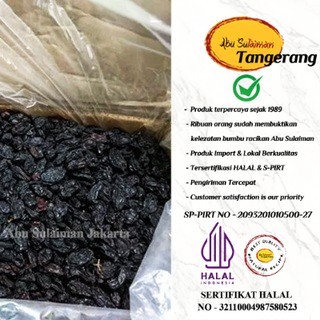 

KISMIS HITAM 50 GR / DARK RAISINS 50 GR / BLACK BROWN RAISINS 50 GR / KISMIS 50 GR Abu Sulaiman Store Tangerang