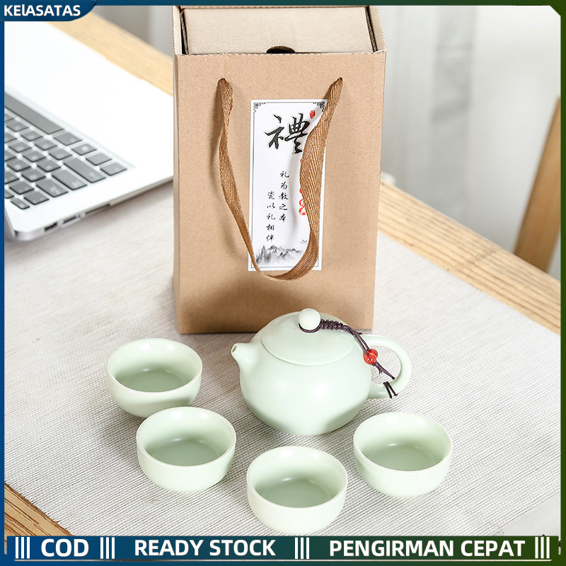 【KEIASATAS】Teko Teh China 4 Cangkir Keramik Set/Chinese Tea Pot Teko Set Cup / Teh Pot Set Ceramic G