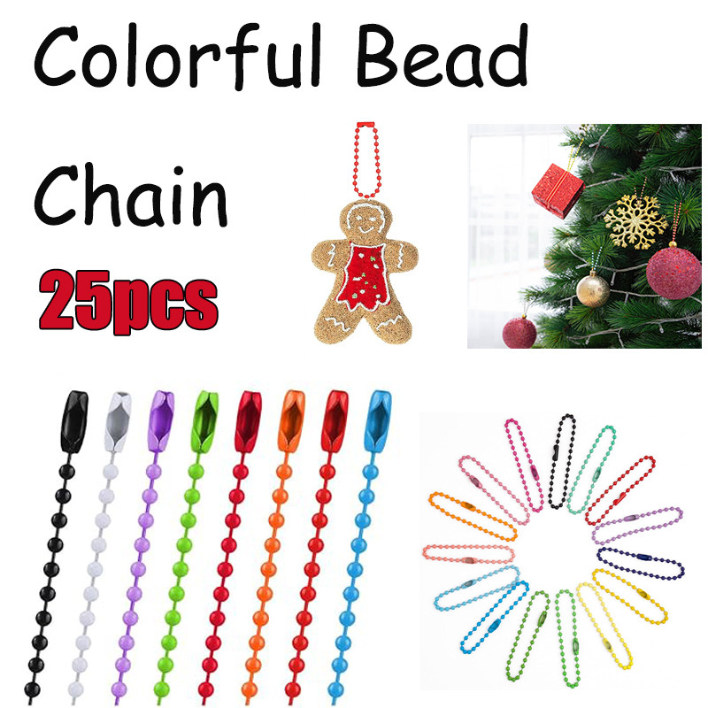 

25pcs/Lot Iron Colorful Ball Bead Chain Fits KeyRing Key Chain Dolls Label Hand Tag Connector DIY Jewelry Making 10/12cm