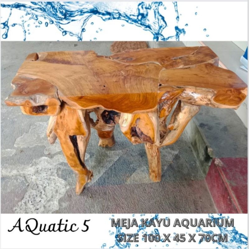 MEJA AQUARIUM MEJA KONSUL AKAR JATI ASLI SIZE 100 X 45 X 70 CM