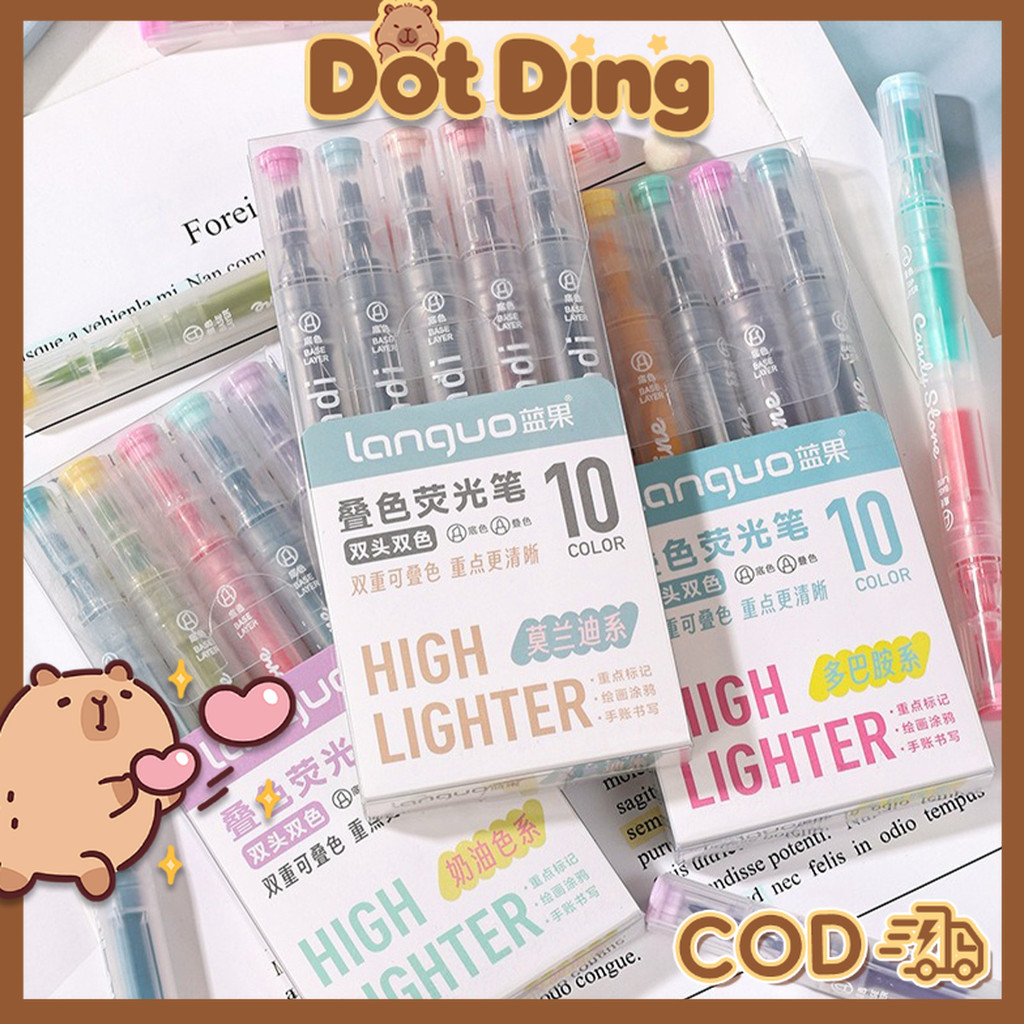 

[DOTDING]Stabilo Warna Ganda Pastel Spidol Stabilo 2 Warna, Warna Creamy Macaron Alat Tulis Kantor/Sekolah