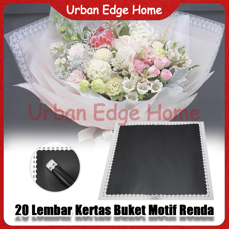 

20 Lembar Kertas Buket Renda Brokat Lace Border / Cellophane Flower Wrapping Paper / Flower Wrapping Paper Renda Lace Border Flofist Cellophane