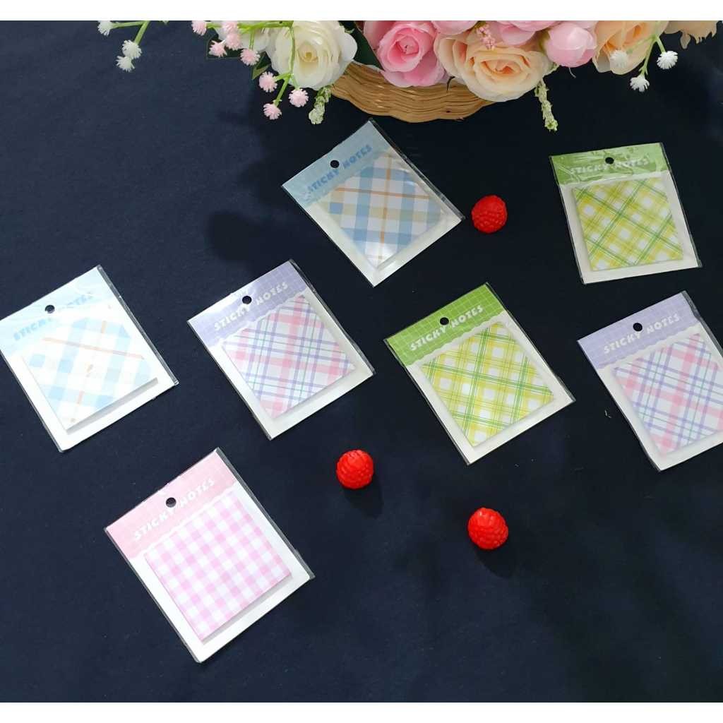 

BPP R-GNR Memostick Sticky Notes Pola Kotak Grid warna pastel