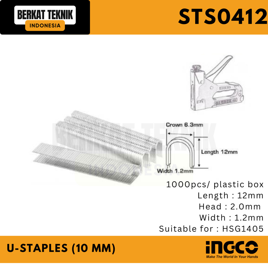 

U - Staple - HSG1405 REFILL Isi Paku U Bulat Staples Hekter 12mm - INGCO STS0412