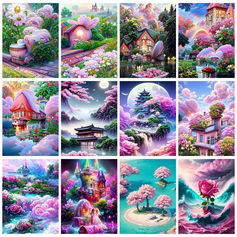 

RUOPOTY Frame Wave Picture Painting By Numbers For Adults Rose Flower Beginner Kits Drawing Coloring By Numbers For Home Decors