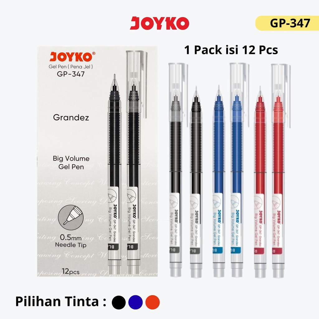

JOYKO Pulpen Gel 1 Pack GP-347 Grandez 0.5mm Isi 12 Pcs