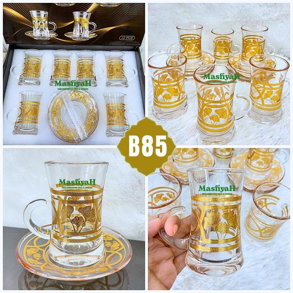 GELAS TEH TATAK SET GELAS TEH 6PCS GELAS KOPI TEH KHAS TURKEY GELAS PLUS ALAS 6PCS GELAS KACA MOTIF 
