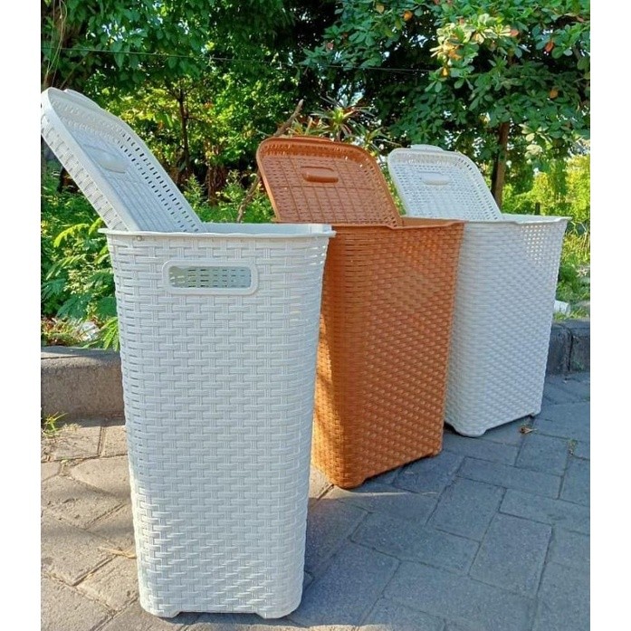 KERANJANG LAUNDRY ROTAN PLASTIK KERANJANG BAJU KOTOR ROTAN