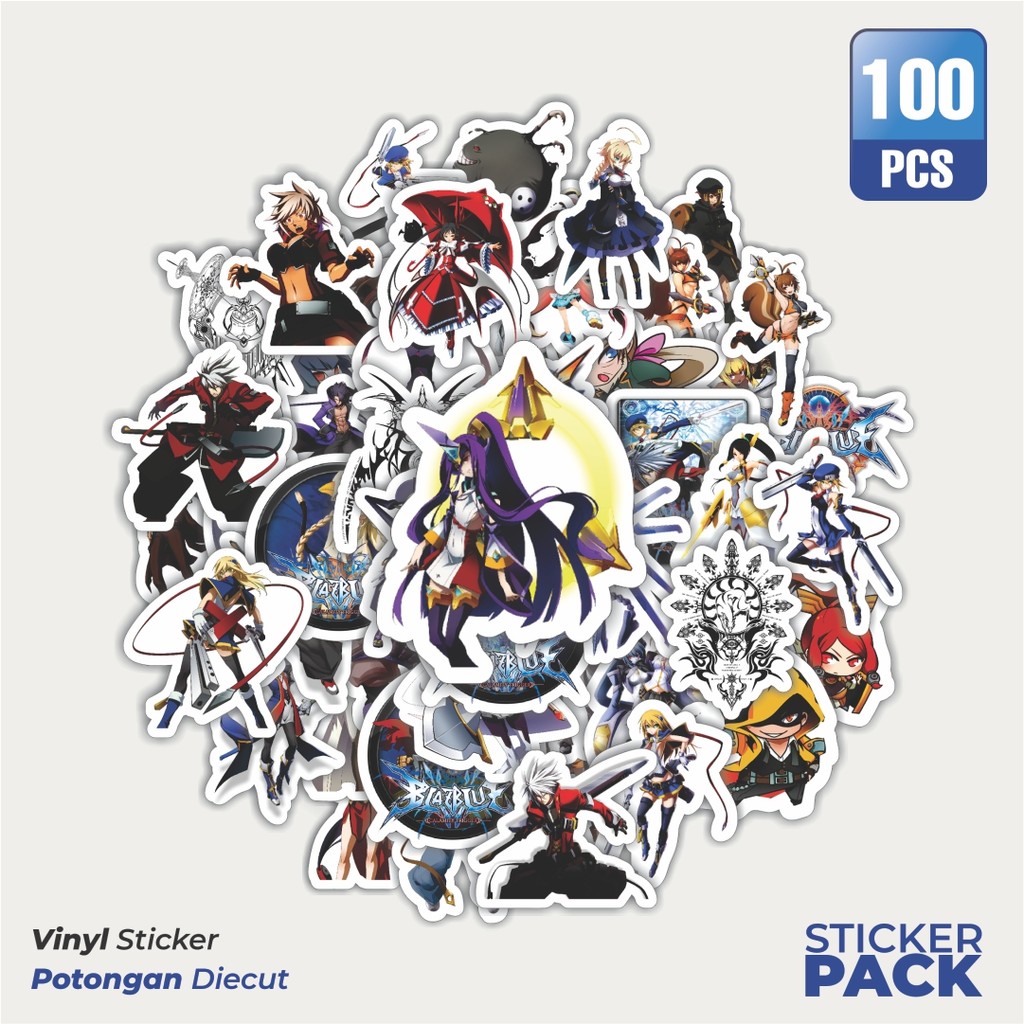 

100 PCS STIKER Stiker Game Series Blaz Blue Karakter Mix 3 Waterproof Aesthetic- Untuk Laptop, Motor, dan Helm - Paper Stationery Pack