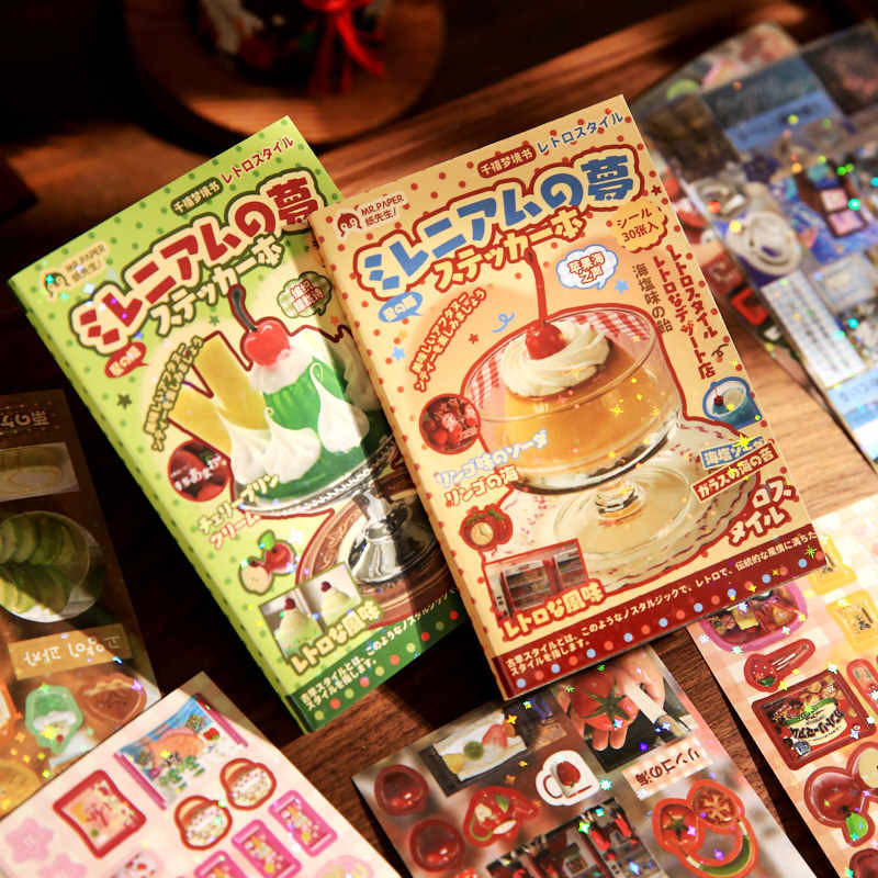 

30Pcs/book Cute Y2K Die-cut Stickers Retro Decorative Stickers for Scrapbooking DIY Phone Case Decoration Collage Material Gift