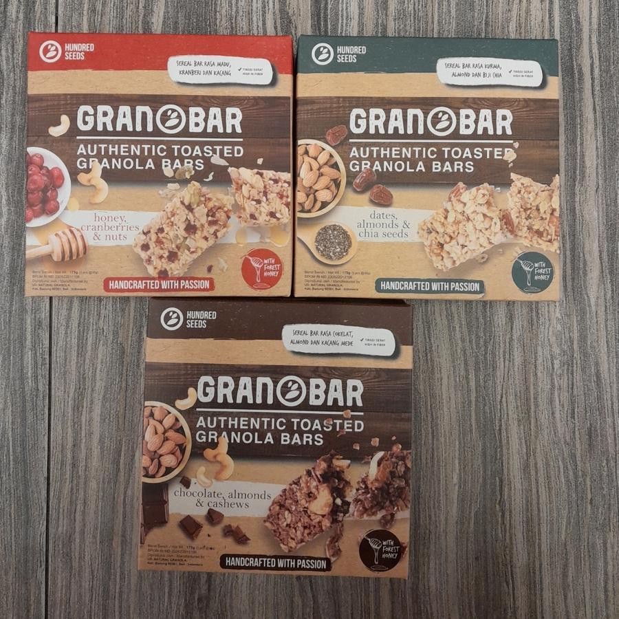 

Granobar Granola Bar Rasa CHOCOLATE CASHEW ALMOND / HONEY CRANBERRIES NUT / DATES ALMOND CHIA SEEDS 175gr