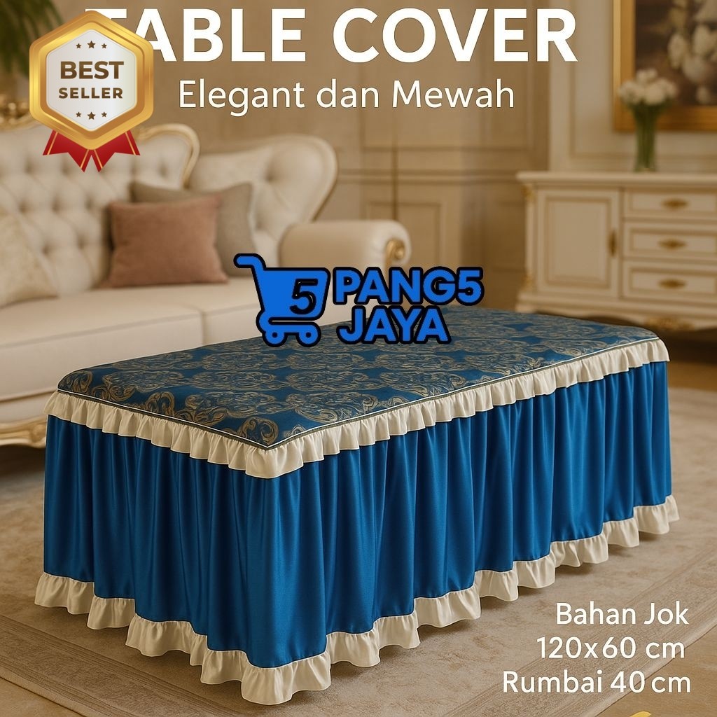 Taplak Meja Tamu Rumbai Elegan Bahan Kain Jok Premium 120x60 cm Anti Kusut & Tahan Lama