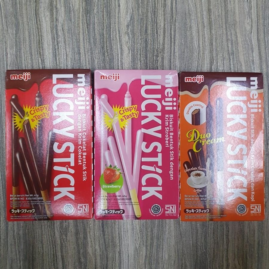 

Meiji Lucky Stick 45gr Biscuit Stik Rasa Coklat / Stroberi / Coklat Kopi