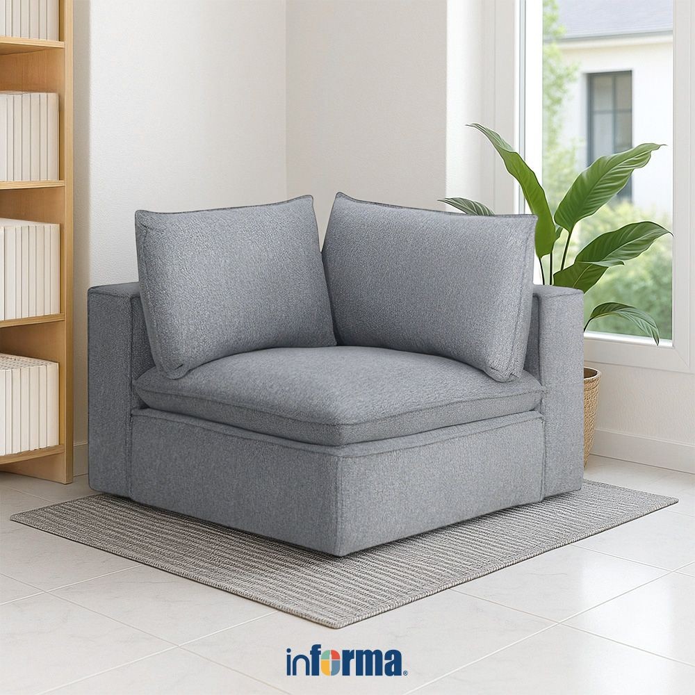 Informa Alto Sofa Modular Sudut Fabric 1 Seater - Abu-Abu Tempat Duduk Empuk Sofa Ruang Tamu Furnitu