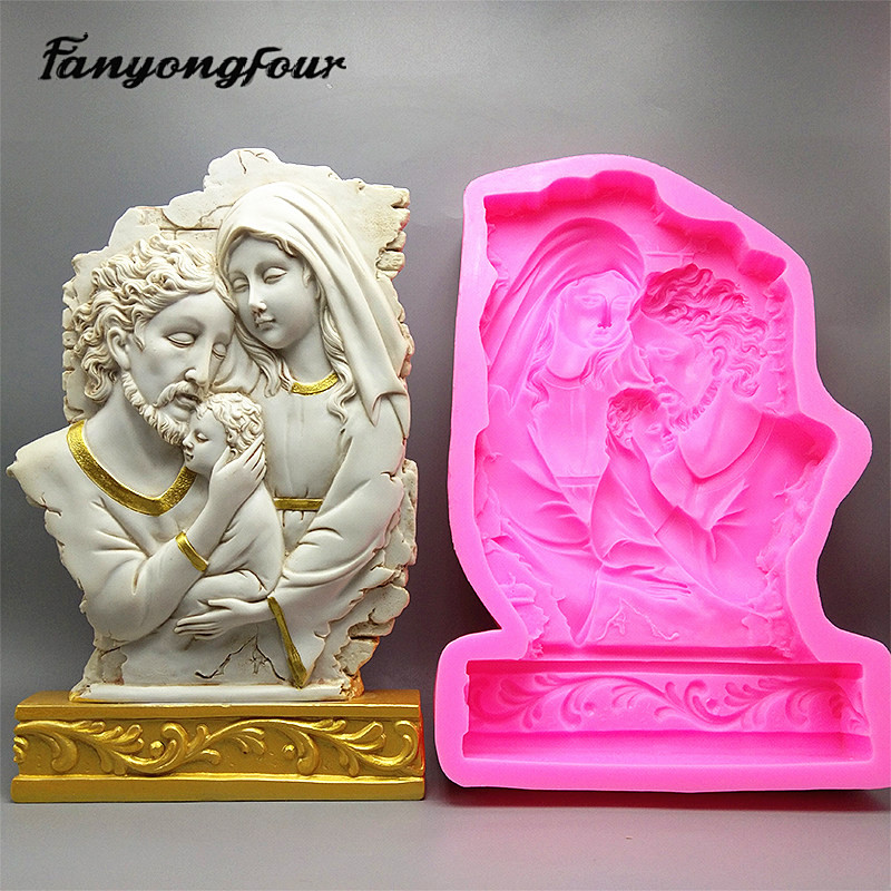 

Fan Yong four Catholic Holy Family three silicone mold DIY can make resin concrete plaster decorations for home furnishings