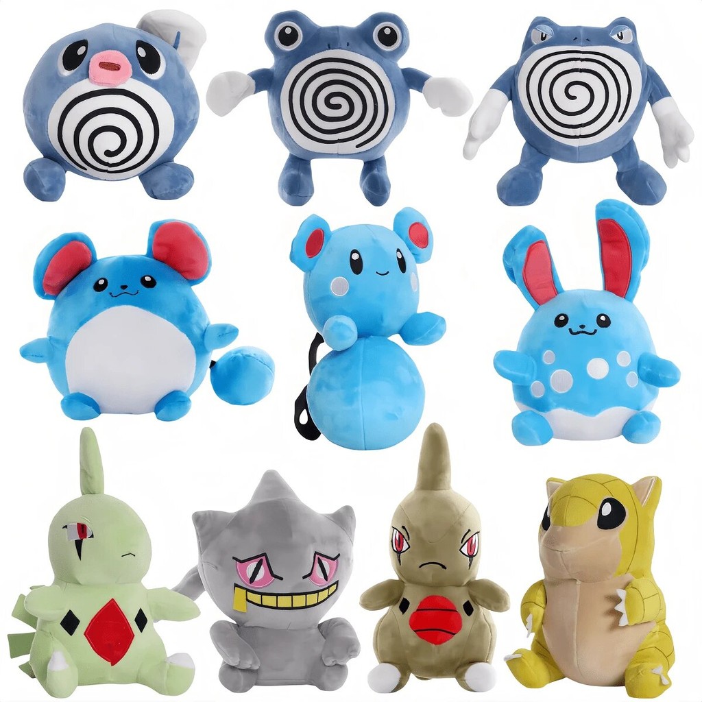 Pokemon Plush Toys Marill Azumarill Sandshrew Azurill Poliwhirl Poliwag Larvitar Tyranitar Banette A