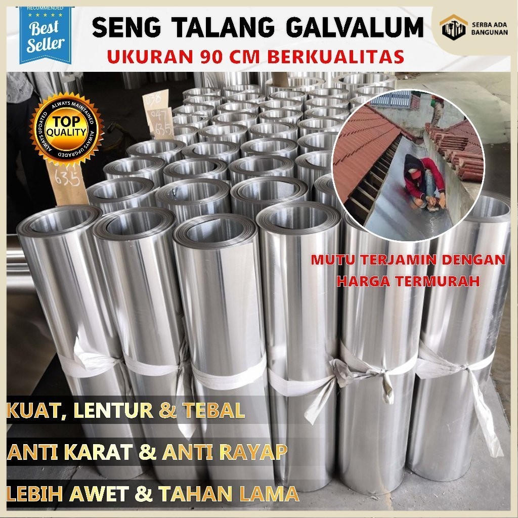 SAB Seng Talang Galvalum/Seng Plat Galvalum Anti Karat / Talang Seng Galvalum anti karat Lebar 90 cm
