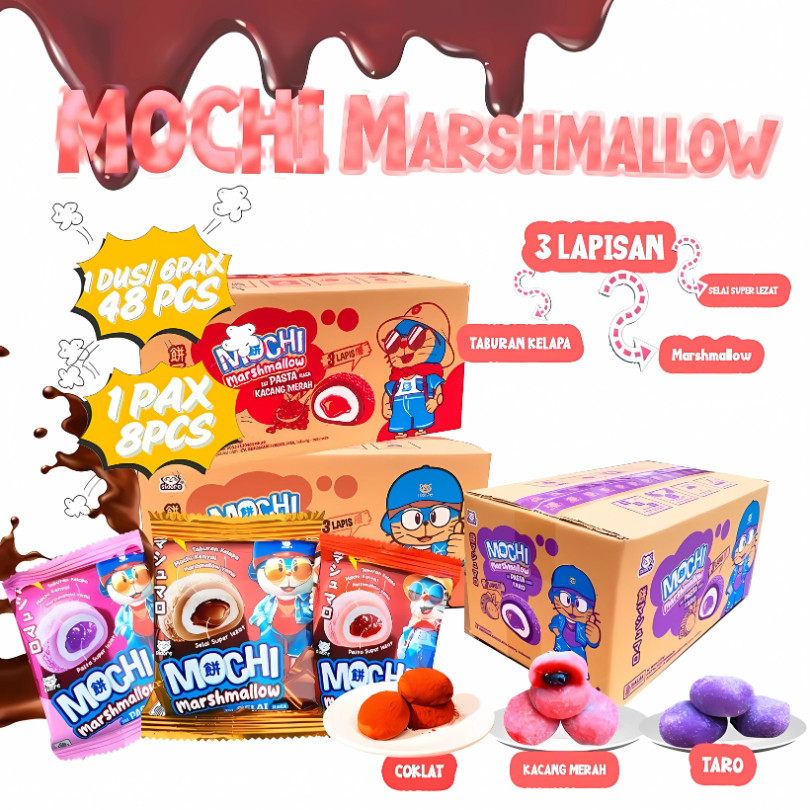 

MOCHI MARSHMELLOW SIDORE ( 24PCS DAN 48PCS) 3LAPISAN KHAS JEPANG CEMILAN ANAK SNACK MOCI KENYAK LEMBUT ENAK