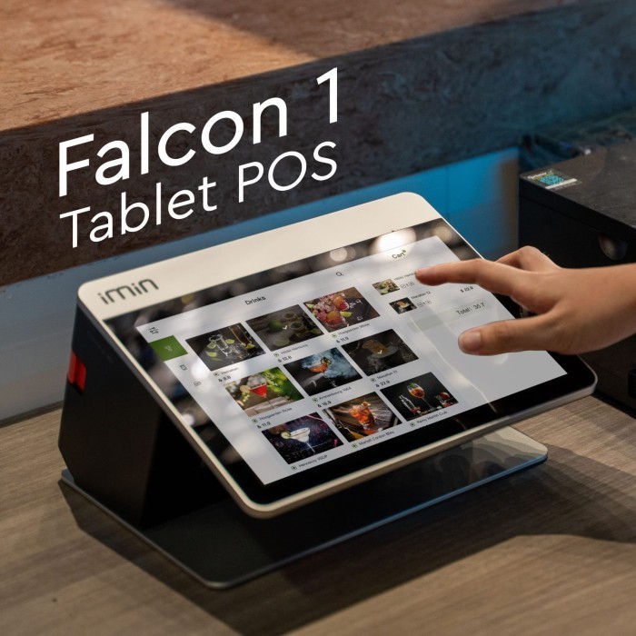 Mesin Kasir Android 11 iMin Falcon 1 Tablet POS 4GB/32GB NFc 4G LTE Desktop Printer 80mm Cafe Resto