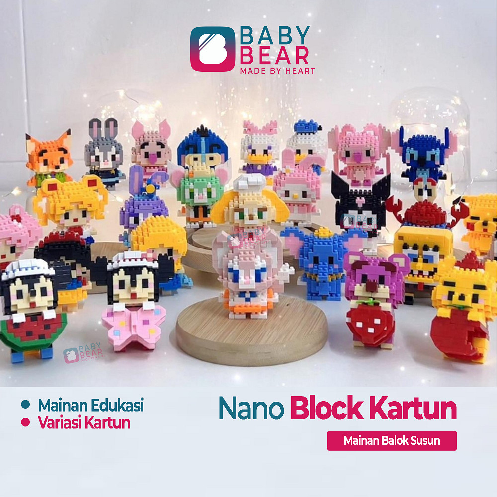 BABYBEAR Nano Block Model Kartun Building Blok Mainan Balok Susun DIY Bricks Mini Edukasi DIY 3D Puz