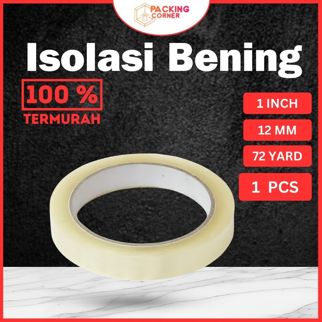 

Lakban Selotip 12mm x 72 Yard Isolasi Bening ATK Tape 0,5 1/2 Inch 72Y