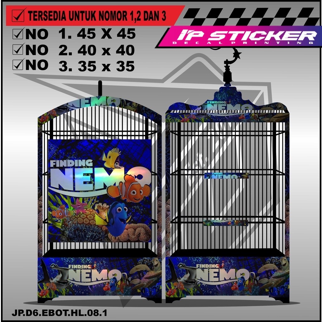 Stiker Dekal Sangkar Kotak Model Kosan BnR Ebod No 1 2 3 Desain Nemo - D6 008