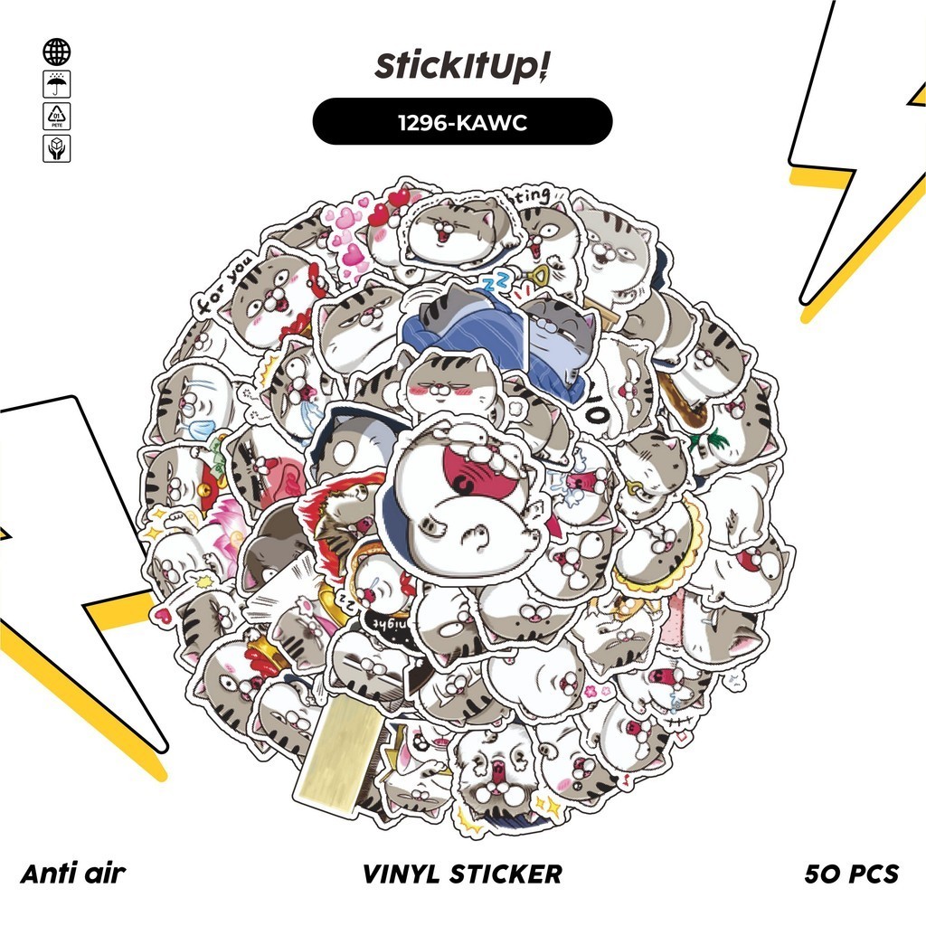

COD✨ 100 Pcs Stiker Pack Kitten / Kucing v7 Lucu Aesthetic Vynil Waterproof untuk Freebies Sticker Buku Journal Casing HP Laptop