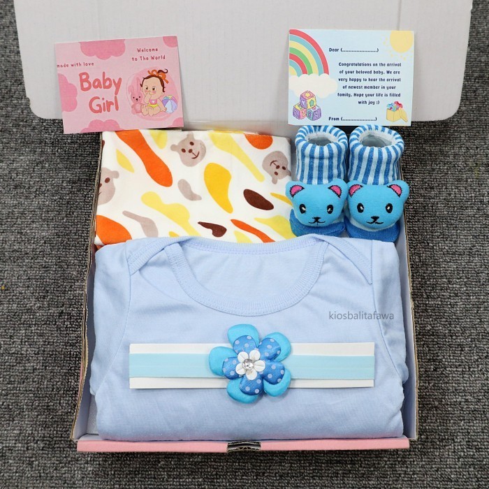 

[GEMOY] Hampers Jumper Bayi Newborn 0-12 Bulan Gift Kado Lahiran - SOFTBLUE BANDO, CEWEK 0-6 BULAN