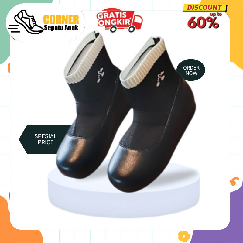 Sepatu boot Anak Perempuan Tinggi pantovel Fashion Kulit slip On resleting Usia TK SD