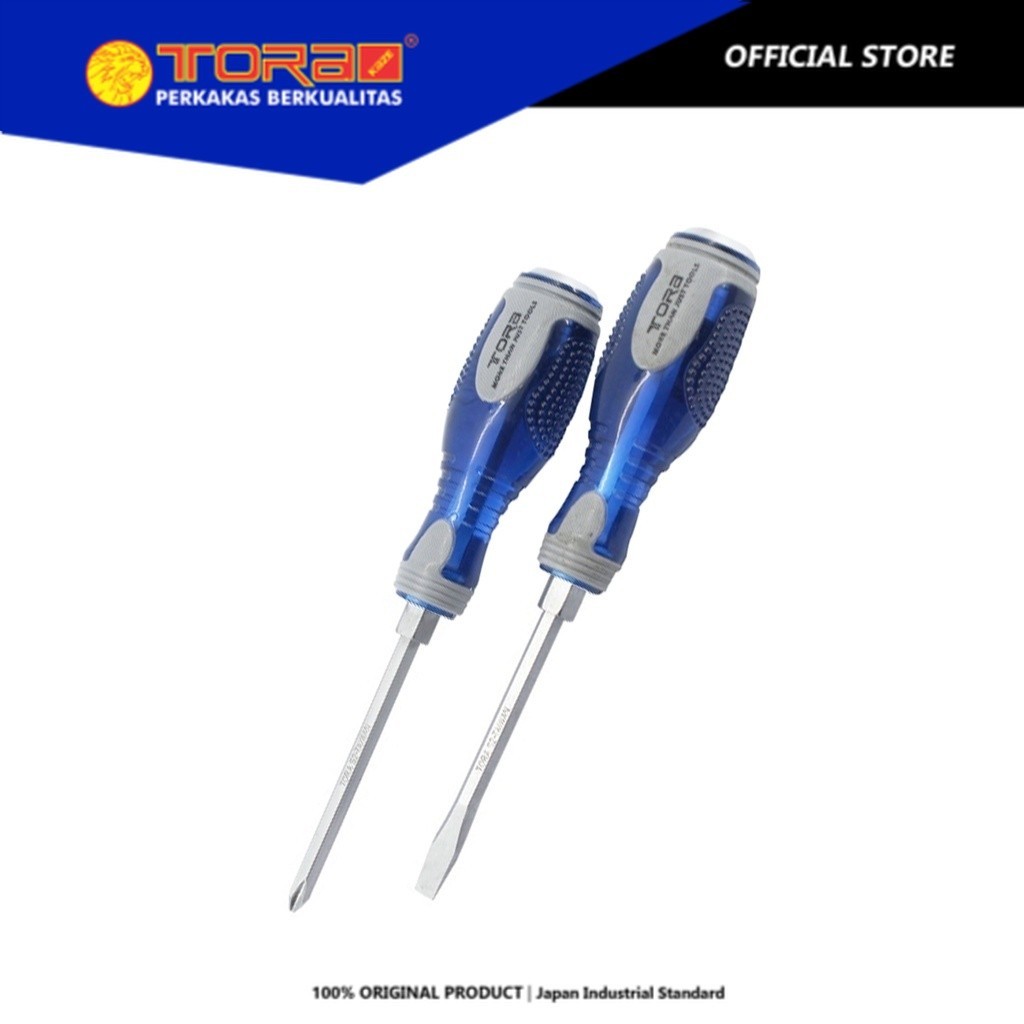 TORA Obeng Ketok Plus & Minus Tembus Biru Silver - Screwdriver Poundthru