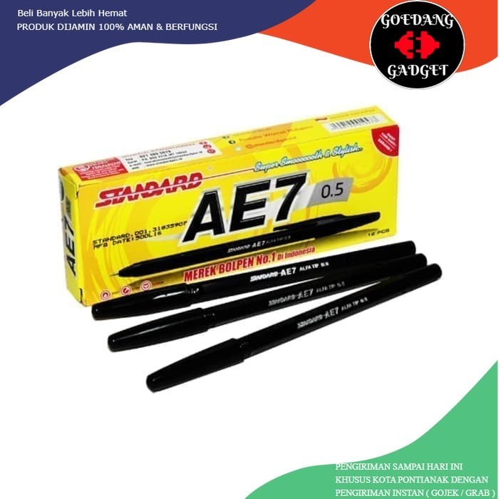 

PEN STANDARD AE7 HITAM ORI 100% 0.5 PEN BERKUALITAS 0.5 BOLPOIN MERK STANDARD STANDAR PENA HITAM