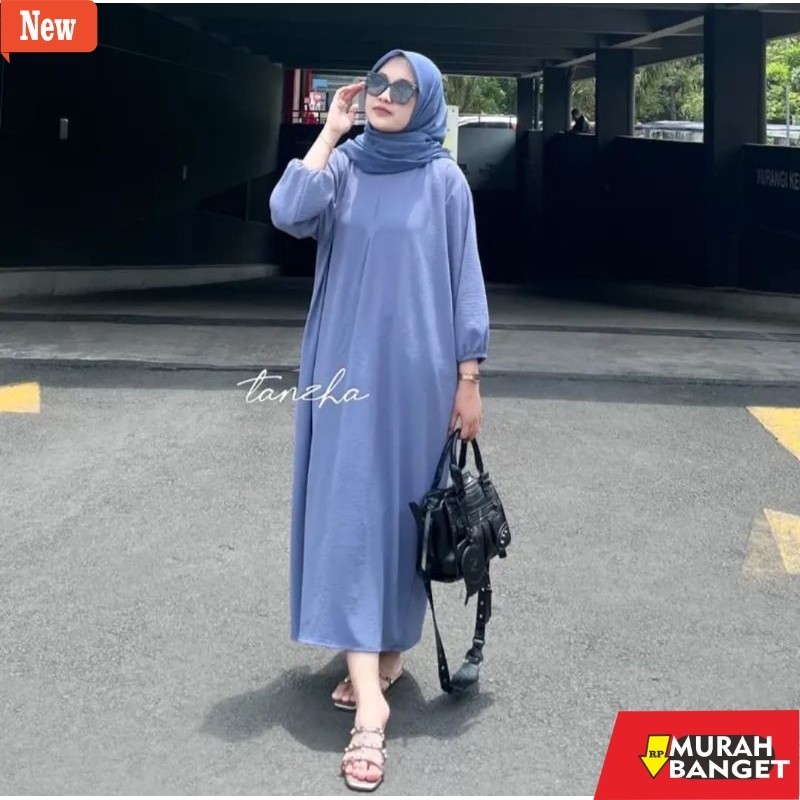 abaya shopee haul 2024 Aluna Dress - Gamis Crincle Premium - Abaya Dress - Daster Busui