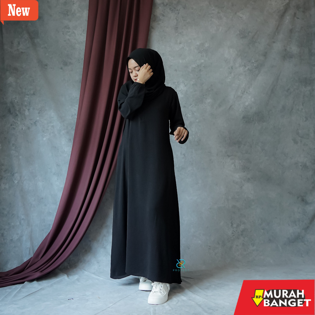 abaya shopee haul 2024 RHINO BLACK || GAMIS CRINKLE AIRFLOW PREMIUM || gamis polos stylish