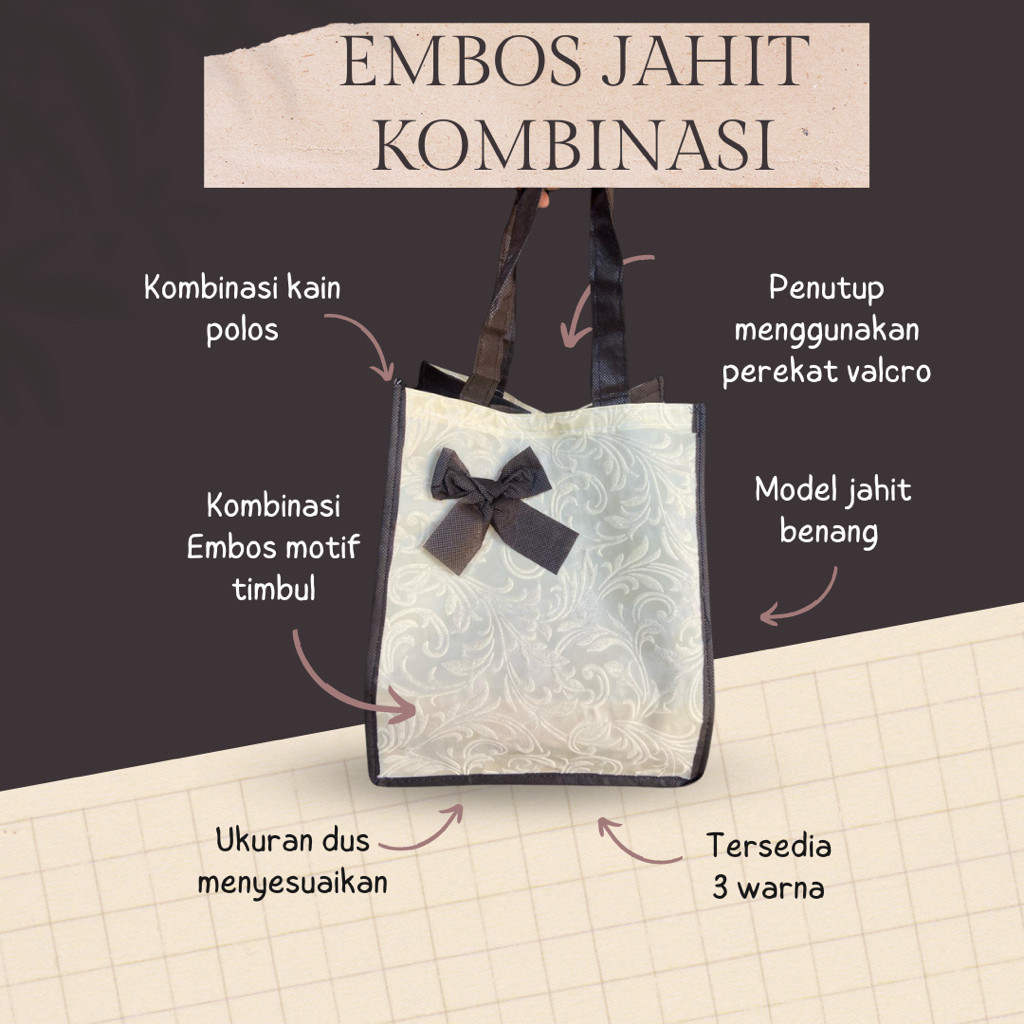 

cod Tas Kain Hajatan 22 Jahit Embos Kombinasi | Tas Spunbond