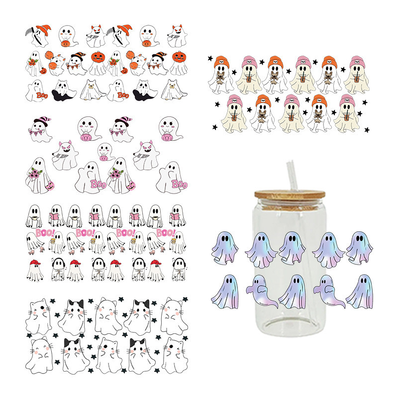 

UV DTF Transfer Sticker Halloween For The 16oz Libbey Glasses Wraps Bottles Cup Can DIY Waterproof Custom Decals D19270