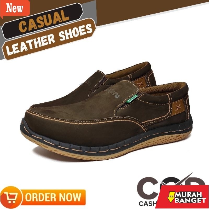 Sepatu kerja pria yg terbaru dan viral- Kickers Sepatu Casual Kasual Pria Bahan Kulit Asli Full 100%