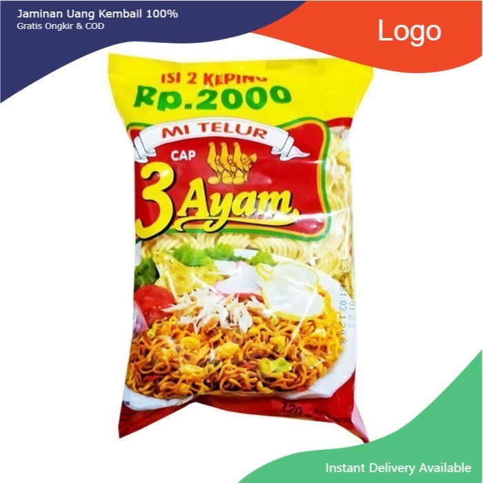 

Mi telur cap TIGA 3 ayam isi 2 keping 110g ECERAN 2000