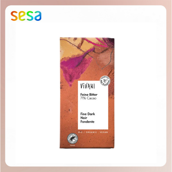 

VIVANI Organic Fine Dark 71% Cacao 100gr - Snack Cokelat Sehat