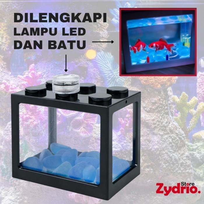 Aquarium Lego Akrilik Acrylic Untuk Ikan Kecil Mini Cupang Hias Lego Lampu LED