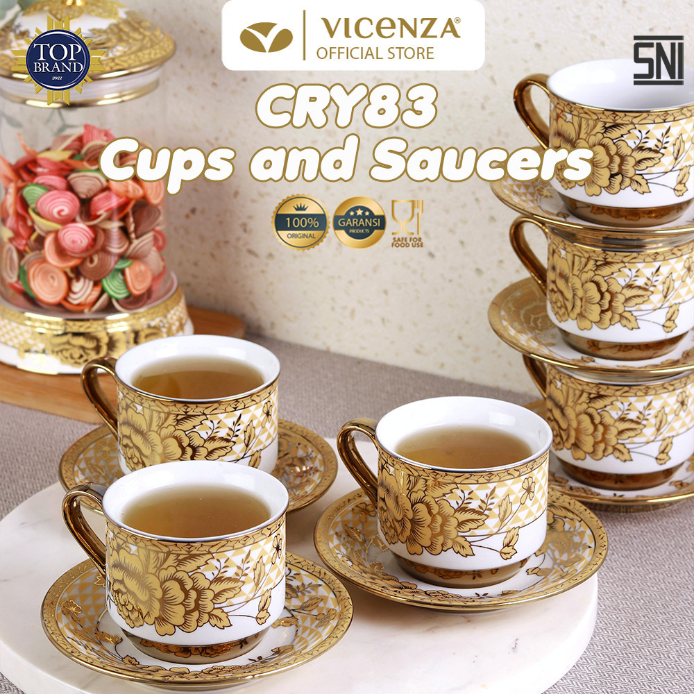 VICENZA CANGKIR DAN LEPEK - TEA SET CRY83 / CANGKIR SET ORIGINAL VICENZA