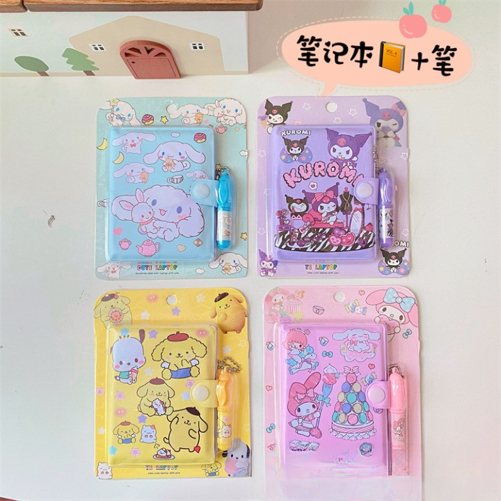 

( OTH1047 ) Buku tulis diary memo catatan notebook FREE bolpen - sanrio kuromi cinnamoroll melody pompompurin - purple ungu blue biru pink merah muda yellow kuning