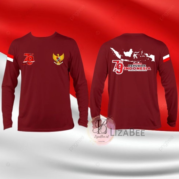 Kaos HUT RI Ke 79 Pria Lengan Panjang Distro Keren Jumbo Oversize Kaos 17 Agustus 2024 Pria Dewasa K