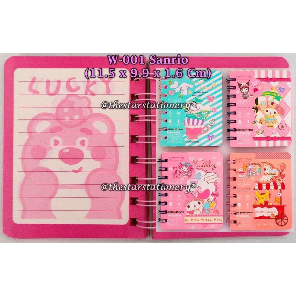 

(1 Biji) Spiral Note Book Sanrio W-001 A7-78 11.5 x 9.9 x 1.6 cm / Note Book Spiral Mini A7