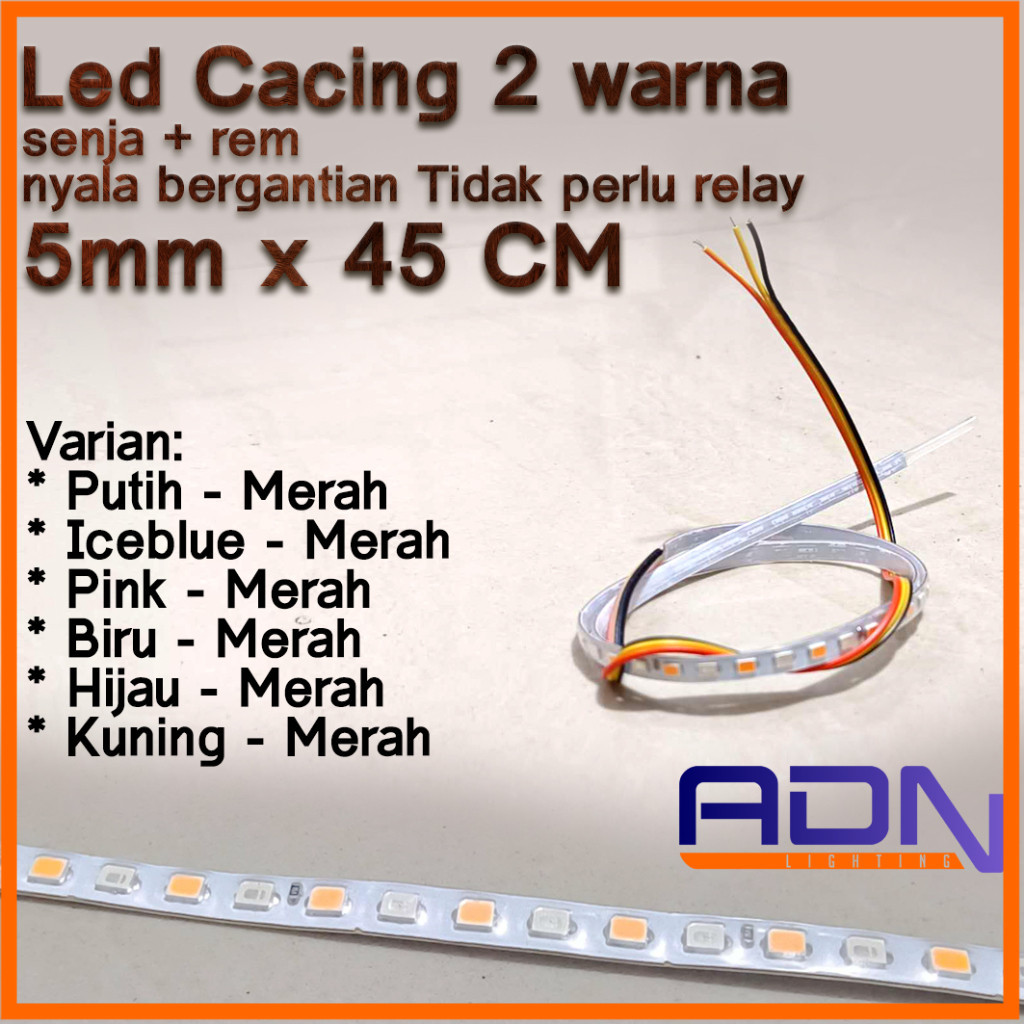 LED CACING CUMI 2 WARNA SENJA + REM 45 CM PLAT NOMOR