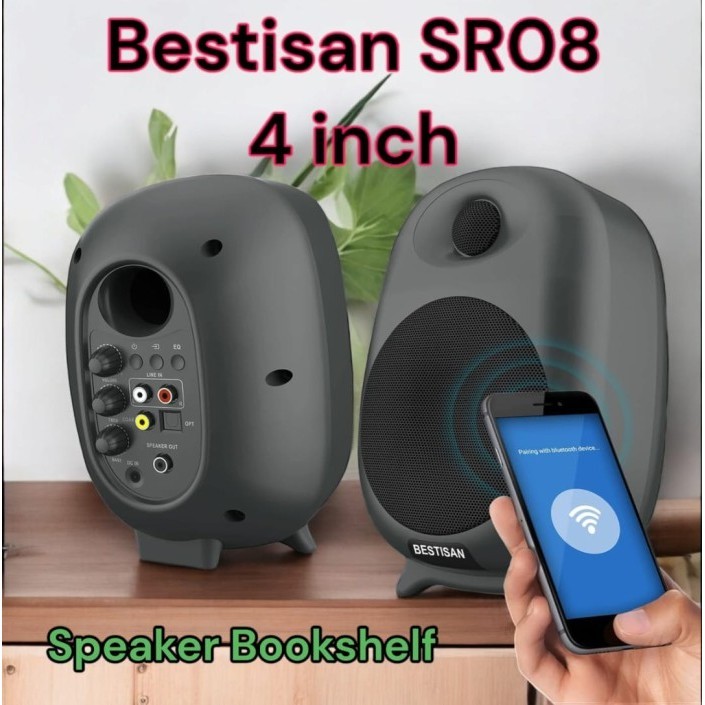 Speaker Bookshelf Active Bestisan SR08 4 Inch Cocok Untuk Home Theatre Gamer Hifi PC Laptop Bisa Blu