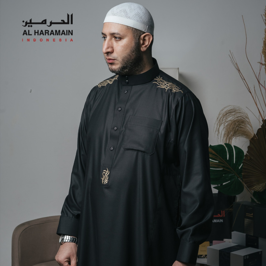 AL Haramain Jubah / Gamis Pria Remaja & Dewasa Premium Manset Bordir (65) / Jubah AL Haramain | Puti