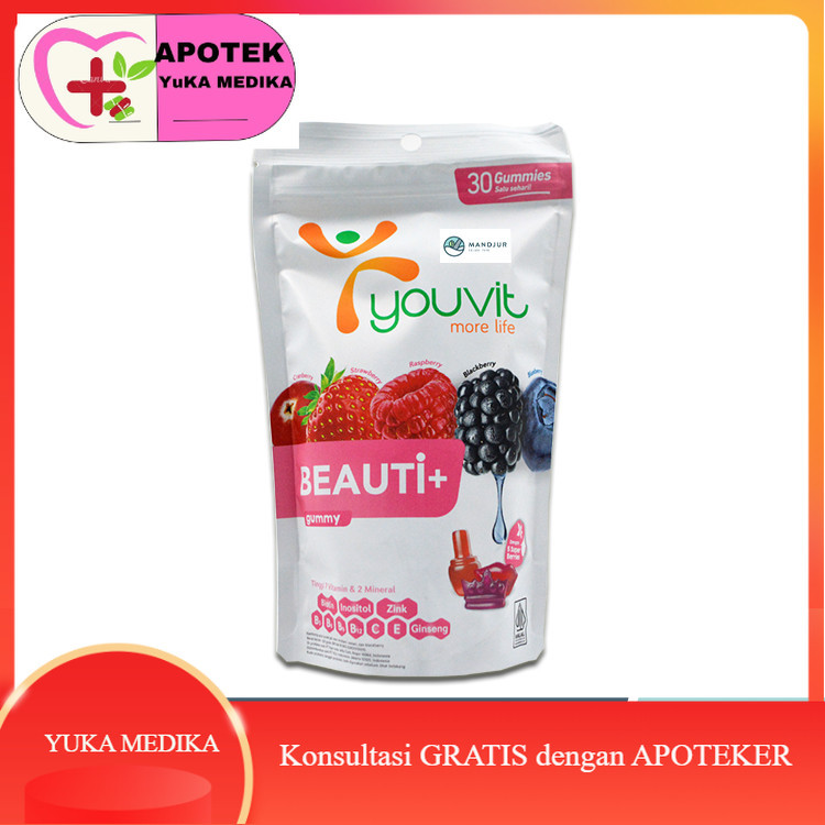 Youvit Beauty+ 30 Gummies - Multivitamin Kesehatan Kulit Kuku dan Rambut