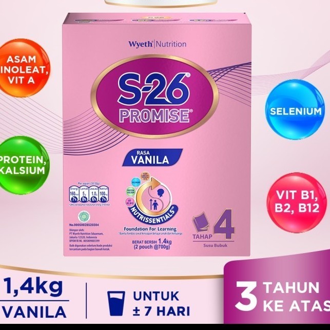 

TERJUAL S-26 Promise Tahap 4 Vanila Susu Bubuk untuk Anak Usia 3-12 Tahun Susu Bayi S26 1400 gr